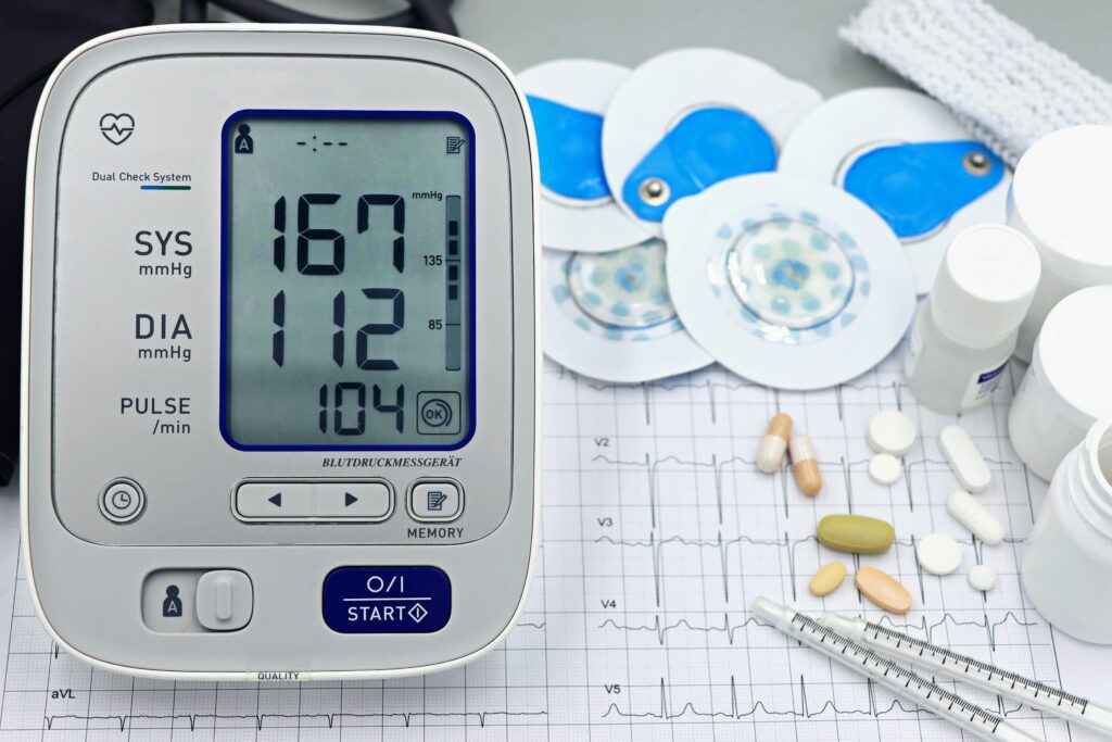 Blood pressure monitor representing the dramatic improvements water fasting can produce for hypertension